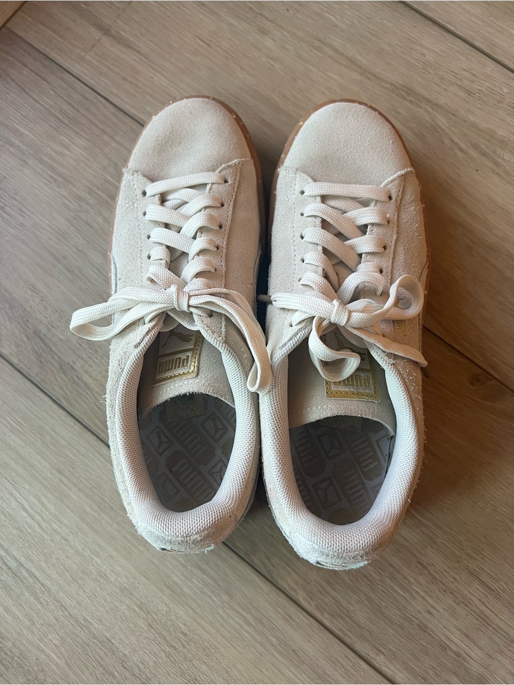 PUMA Men's Cream Suede Lace-Up Sneakers